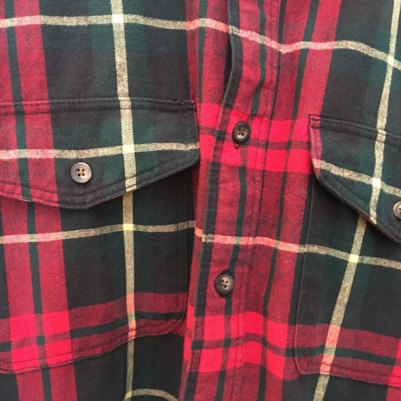 Eddie Bauer Red and Black Plaid Casual Button Down Shirt - Picture 2 of 4